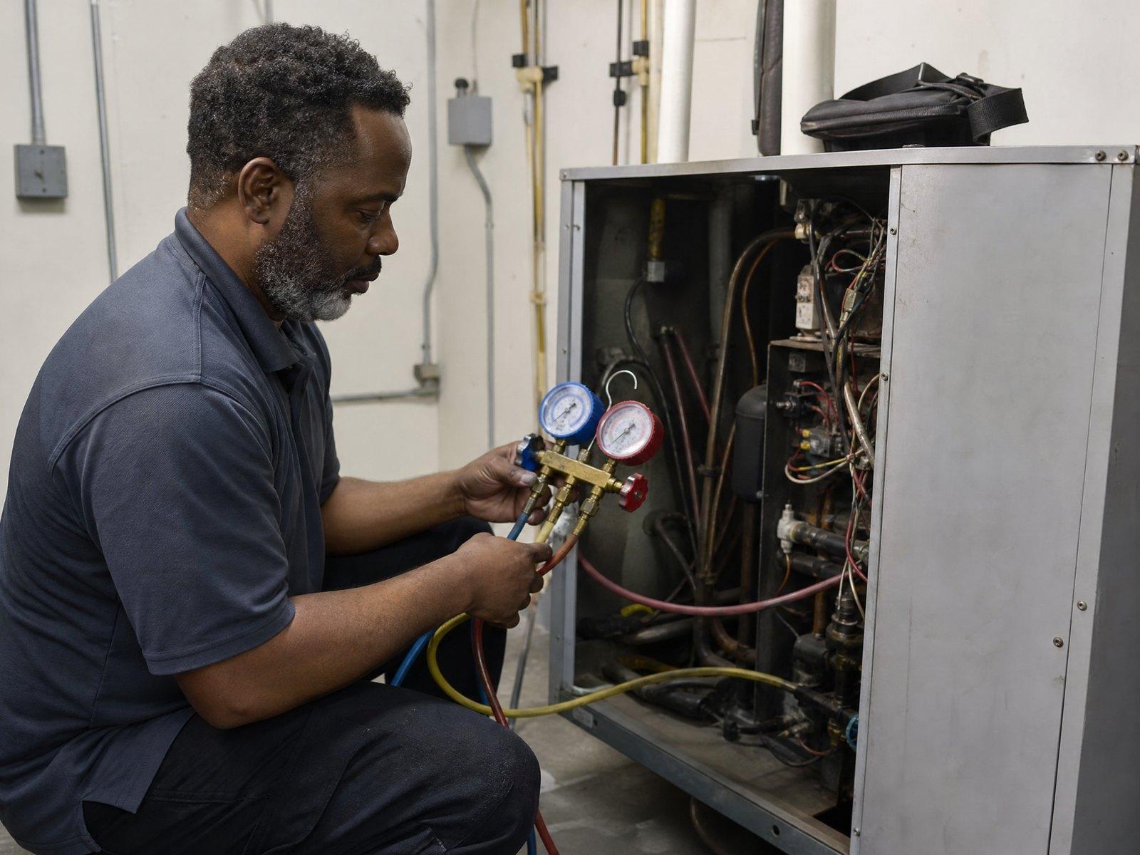 Checking refrigerant pressures